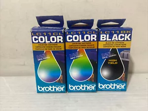 Genuine Brother 1-LC 11BK, 2- LC11CL Black & Color Inkjet Cartridge-MFC-7050 - Picture 1 of 5