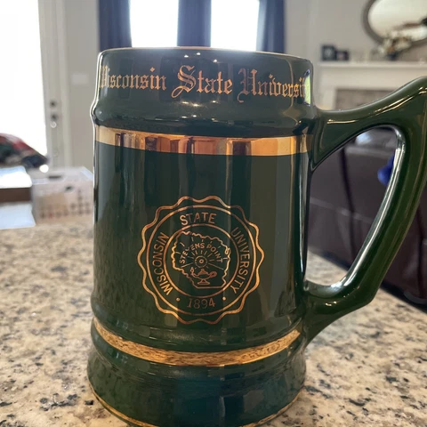 VINTAGE Wisconsin State University WC Bunting Company Beer Stein Mug RARE Cover
