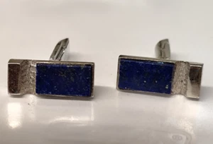 Alte Manschettenknöpfe Silber 800 mit blauer Platte (Lapislazuli) - Bild 1 von 3