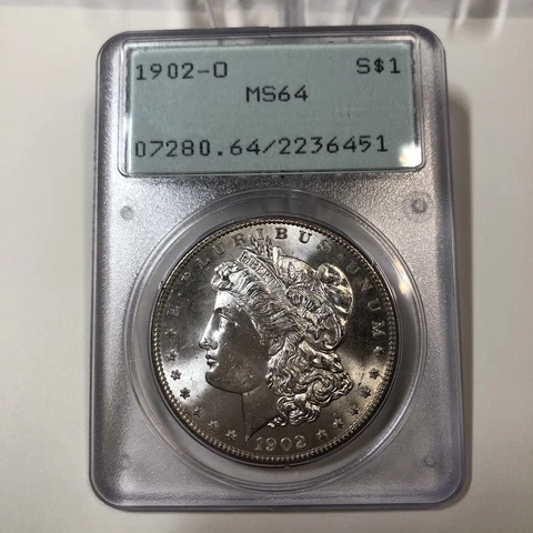 1902-O Morgan Silver Dollar PCGS MS-64 OGH Rattler Frosty/Great Luster Cover