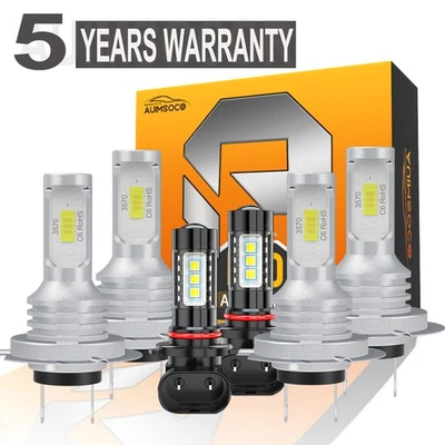 For Jaguar Vanden Plas Base Sedan 4-Door 1998-2006 LED Headlight Fog Light Bulbs - Image 1 of 4