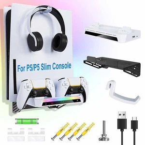 For PS5 Pro/PS5 Slim/PS5 Wall Mount Console Charger Charging Base Headset Holder - Bild 1 von 12