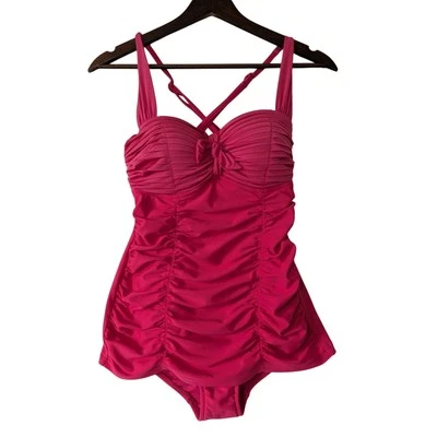 Traje de baño Seafolly Australia para mujer rosa plisado acanalado de una pieza talla 8 EE. UU. 4 Foto 1 de 4