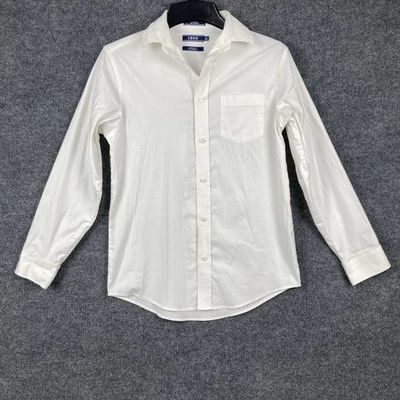 Izod 男孩 14/16 码大号白色长袖纽扣衬衫带前口袋 — 第 1/4 张图片