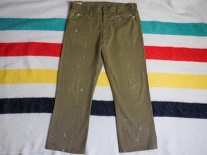 VTG 60s Lee Riders Serge Brown Twill USA Made Faded 36x27 Talon Work Pants Mens - Picture 1 of 10