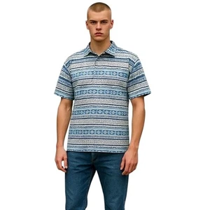 J. Crew Shirt Men Large Blue 100% Cotton Preppy Patterned Short Sleeve Collared - Picture 1 of 7