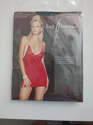 Leg Avenue * Chemise rojo con ribete de encaje * Vestido de peluche Foto 1 de 2