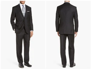 Peter Millar Men's Black Flynn Classic Fit Solid Wool Suit Size 48 L T - Picture 1 of 10
