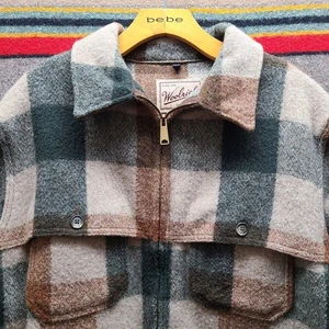 VTG Woolrich Woolen Mills Shadow Tartan Checkered Plaid Jacket Men's Medium - Picture 1 of 12