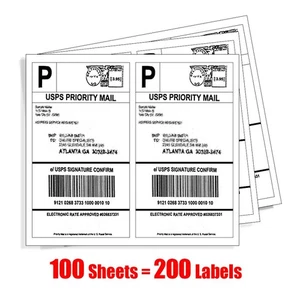 200 Half Sheet Shipping Labels Self Adhesive 8.5x5.5 Blank 2 Labels Per Sheet - Picture 1 of 4