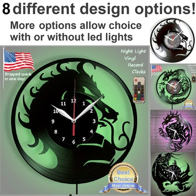 Dungeons and Dragons Mortal Combat Dragon vinilo disco reloj de pared con arte LED Foto 1 de 4