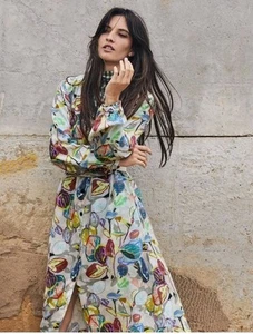 Gorman Crayon Garden Shirt Dress Womens Midi Floral Size 8 Rebekah Callaghan - Picture 1 of 14