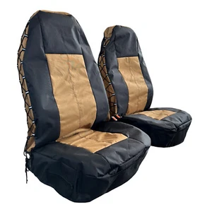 Waterproof Canvas Coyote & Black Pocket Car Seat Covers For Nissan GT-R - Picture 1 of 7