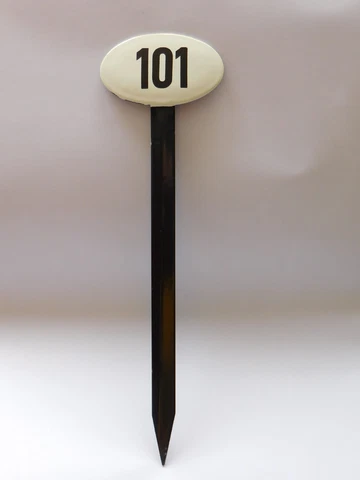 Vintage Sweden Enamel Porcelain Garden / Yard House Number 101 Sign on Stick #1 Cover