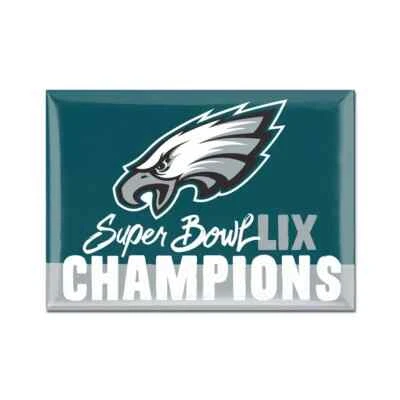 TWO PHILADELPHIA EAGLES SUPER BOWL 59, 2.5" X 3.5" METAL MAGNETS FROM WINCRAFT - Image 1 of 2