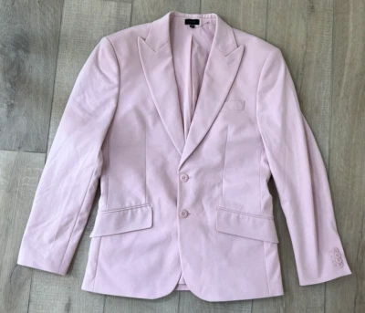 NEW EXPRESS SLIM PINK COTTON BLEND SUIT JACKET BLAZER SIZE 36S - Image 1 of 4