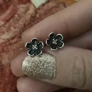 Pendientes de turmalina rosa flor plata Pandora genuinos 290522TCZ DIFÍCIL DE ENCONTRAR retirados - Imagen 1 de 4