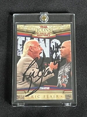 RIC FLAIR & KURT ANGLE 2010 TRISTAR TNA ICONS SIGNED AUTOGRAPHED CARD JSA CERT - Image 1 of 2