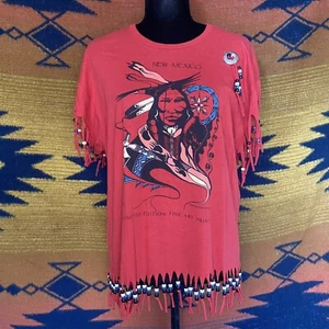Vintage Screen Stars beste Indianer Perlen Fransen T-Shirt. XL. USA. Selten. - Bild 1 von 16