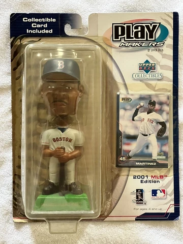 2001  MLB Edition Upper Deck Play Makers Pedro Martinez Bobble Head And Card Cover