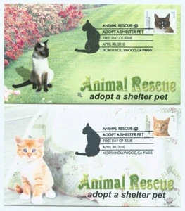 ANIMAL RESCUE CAT STAMPS SET OF 5 FDC'S  - Picture 1 of 3