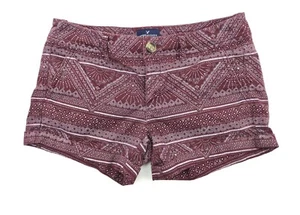 American Eagles Shorts Stretch Mid Low Rise Purple Geometric Women's Size 4  - Picture 1 of 6