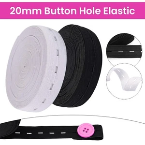 Vestido de costura plano blanco y negro con cordón elástico banda ancha botón agujero cinta 20 mm - Imagen 1 de 14
