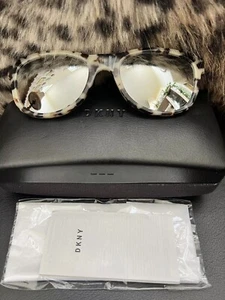 DKNY Women Sunglasses DY4139 Animal Print Frame And Mirrored Reflective Lenses - Picture 1 of 6