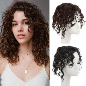 Copertura parrucca topper umano lunga riccia ondulata vera Remy fatta a mano perdita capelli toupee - Foto 1 di 17