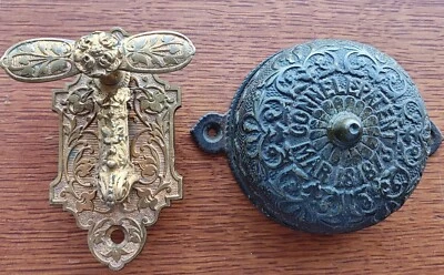 Antique Victorian Mechanical Connells Doorbell,  Fancy Brass Pull Pat 1873 - Image 1 of 4