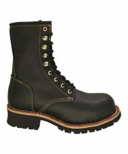 Botas de trabajo negras para hombre 9" punta de acero leñador cuero REDHAWK ST0901 talla 6-12 (D,M) - Imagen 1 de 5