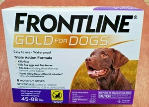 FRONTLINE Gold 100% Genuine Epa. Approved for Dogs 45 - 88 lbs. ( 6 Doses ) - Picture 1 of 1