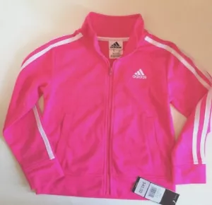 New Adidas Girls Youth Zip Sweatshirt Neon Pink Size 4 - Picture 1 of 4