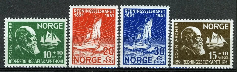 116 Norway 1940, NK 255-58 MNH, National Lifeboat Inst, MI 232-35, SC #B20-B23. - Image 1 of 1