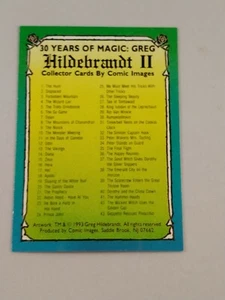 Check List 30 Years of Magic: Greg Hildebrandt II Collector Card by Comic Images - Picture 1 of 2