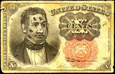 Satirical Note  10¢ Fifth Issue  Fr. 1265  William Meredith - Image 1 of 2