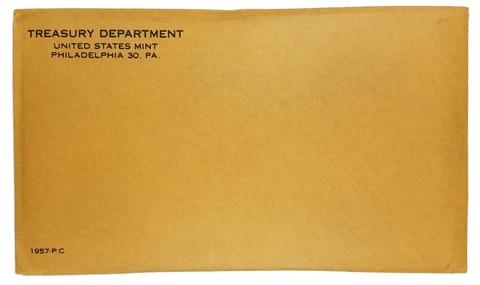 1957 US Mint Silver Proof Set Original Flat Pack Envelope ~ SEALED & UNOPENED #5 Cover