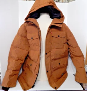 Chaqueta Levi’s Para Hombre L Mediana Marrón A Presión/Zip Acolchada 4 Bolsillos Parka Con Capucha Nueva Con Etiquetas - Imagen 1 de 20
