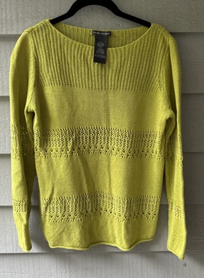 Chelsea & Theodore Cotton Blend Sweater Green Long Sleeve Pullover ~ Size M - Image 1 of 4