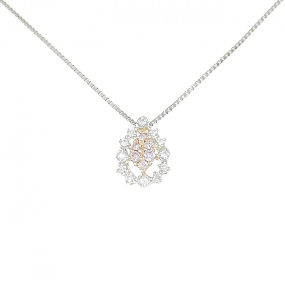 Authentic PT900 K18PG PT850 Pink Diamond Necklace 0.06CT  #270-004-092-7050 - Изображение 1 из 4
