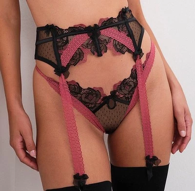 FOR LOVE & LEMONS Black/Red Ivy Garter Belt size Small NWT - Image 1 of 4