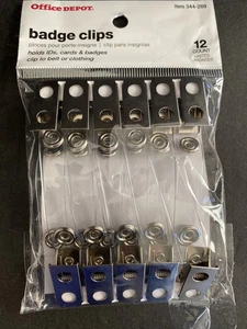 12 Office Depot Badge Clips #344-289 NIP - Picture 1 of 2
