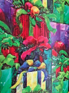 Cleo 2001 Christmas Vintage Wrapping Paper 2 Yards Sheet Ornament Gift Folded - Picture 1 of 4