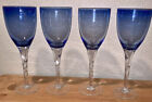 4 Vintage Wine Glass/Cobalt Blue Spiral Stem