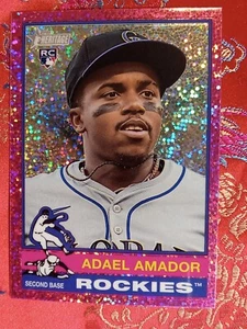 Adael Amador 2025 Topps Heritage Baseball PURPLE SPARKLE RC Colorado Rockies #61 - Foto 1 di 1