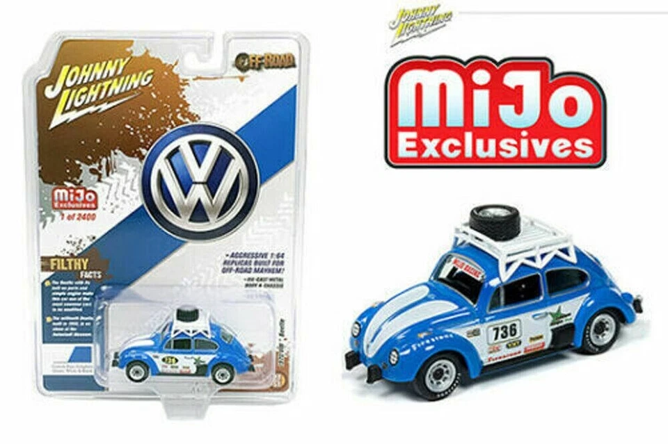 JOHNNY LIGHTNING 1:64 1970 VOLKSWAGEN BEETLE RACING #736 DIECAST CAR JLCP7304-4B - Image 1 of 1