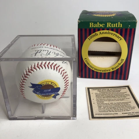 Babe Ruth 1995 100th Anniversary Commemorative Baseball W/ Protective Case Cover