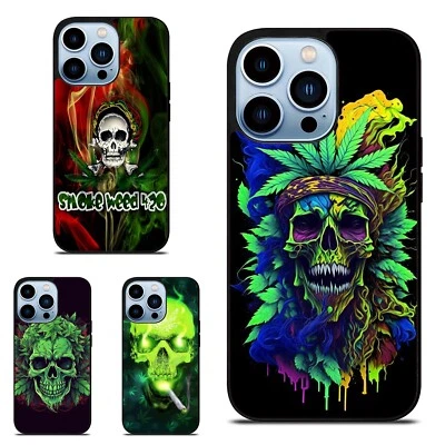 Cubierta a prueba de golpes Trippy marihuana calavera hierba para Motorola Google 6 6A 7 Foto 1 de 4