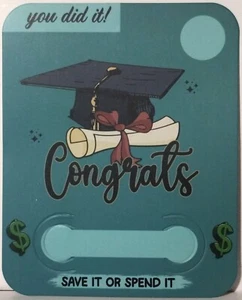 High School / College Graduation Money Holder Card - Turkish Blue 4"x5" - New - Picture 1 of 1