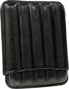 MARTIN WESS BLACK COWHIDE/ GOATSKIN LEATHER 5 CIGARILLO CASE * NEW * - Picture 1 of 3